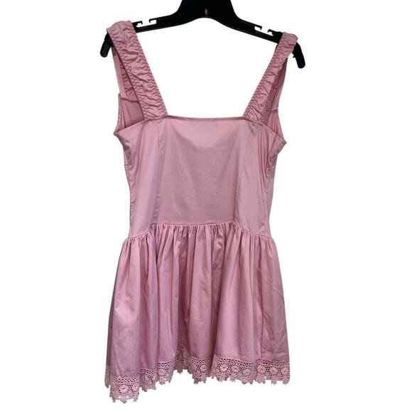 Forever 21 Pink Milkmaid Mini Dress M NWT Corset Lace Trim Coquette Barbiecore - Picture 3 of 6
